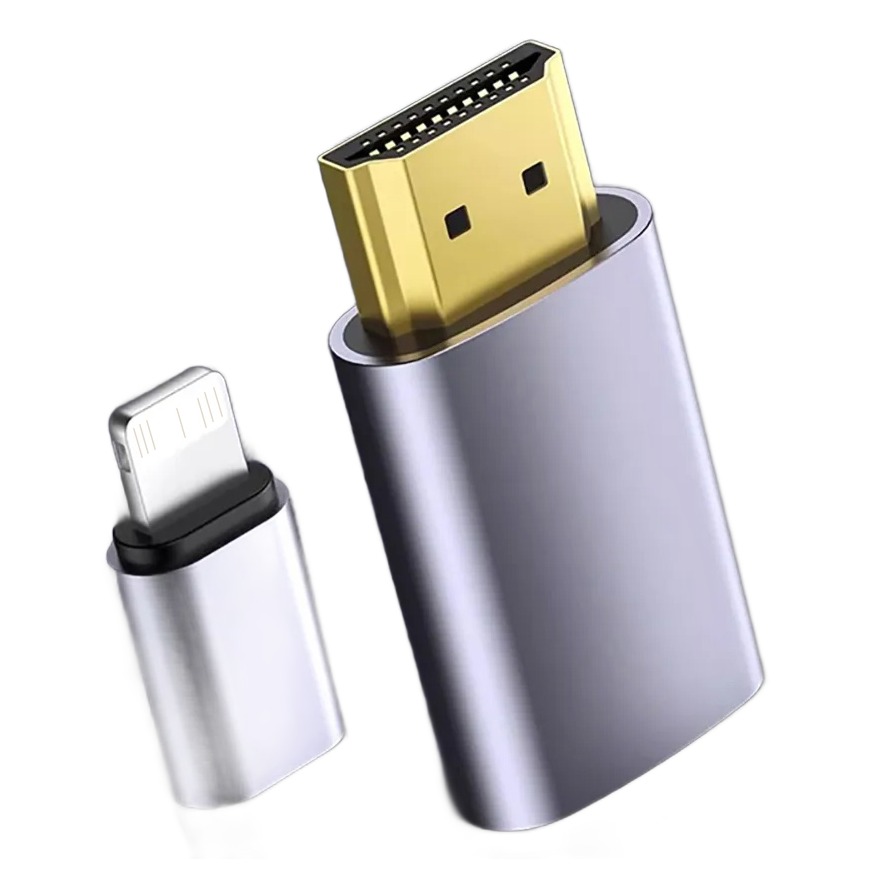 Câble Lightning HDMI tressé de 2 m en gris, image 1080p Câble Lightning HDMI tressé de 2 m en gris, image 1080p, vue de trois quarts