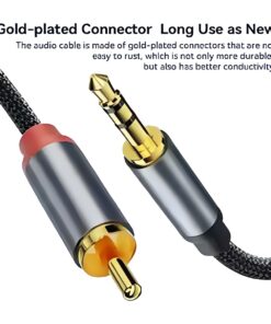 Câble RCA jack 3.5 mm mâle vers deux RCA mâles, de 0,5 à 3 m, vue de trois quarts