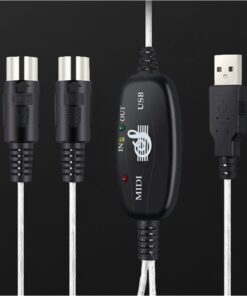 Câble USB midi, câble USB pour clavier, deux fiches DIN 5 broches IN, detail