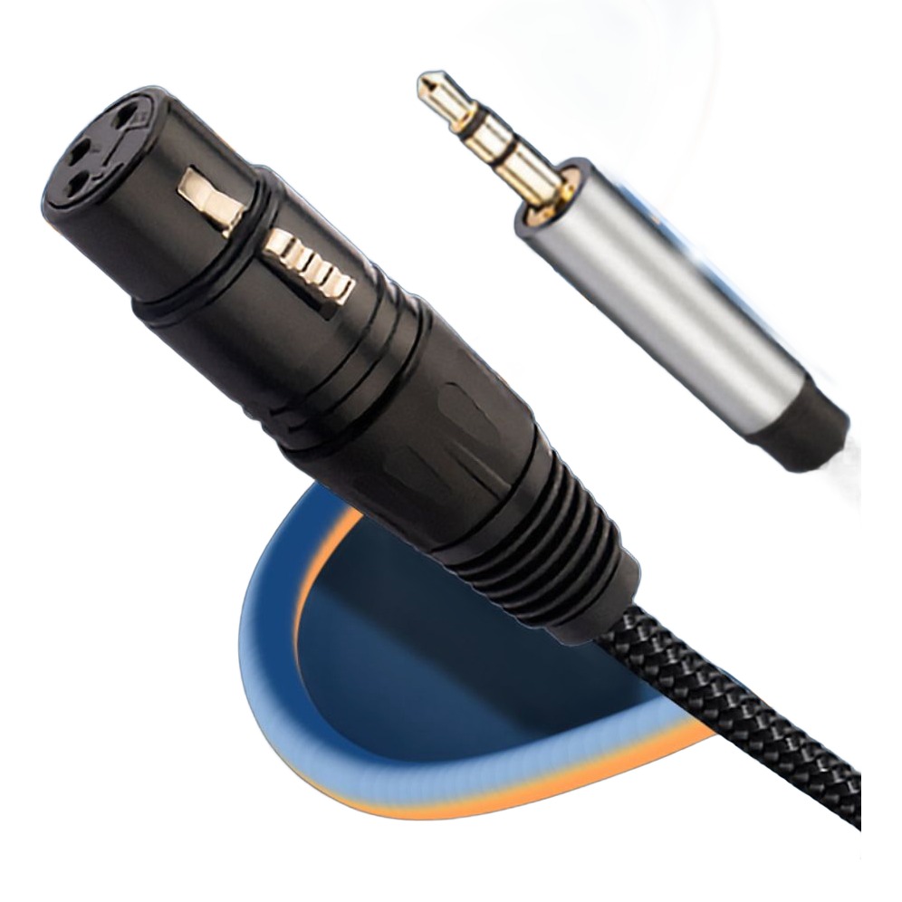 Câble XLR jack 3.5 mm mâle vers XLR femelle, gaine tressée de 1 à 5 m Câble XLR jack 3.5 mm mâle vers XLR femelle, gaine tressée de 1 à 5 m, vue de face