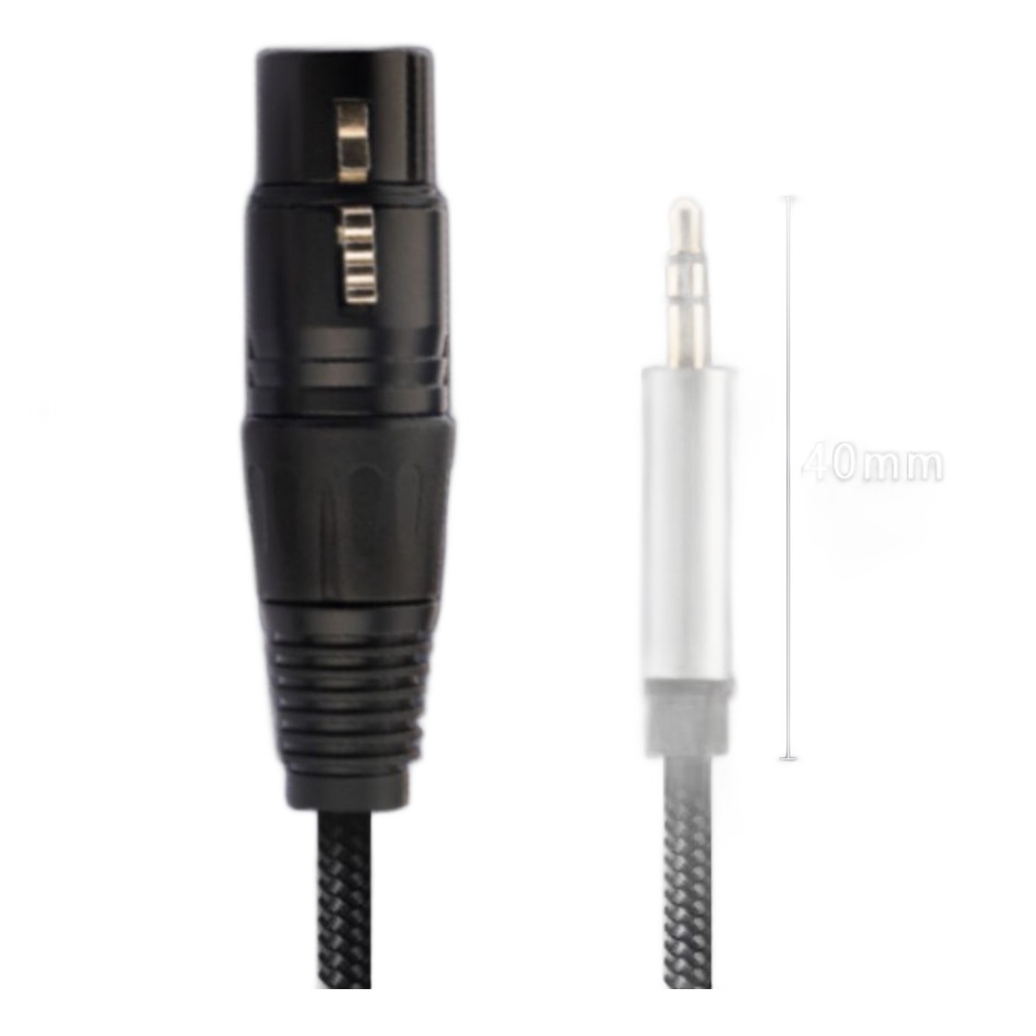 Câble XLR jack 3.5 mm mâle vers XLR femelle, gaine tressée de 1 à 5 m Câble XLR jack 3.5 mm mâle vers XLR femelle, gaine tressée de 1 à 5 m, detail