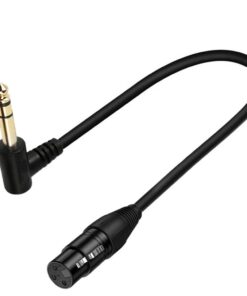 Câble XLR jack 6,35 mm coudé de 50 cm, fiche XLR mâle, vue de trois quarts