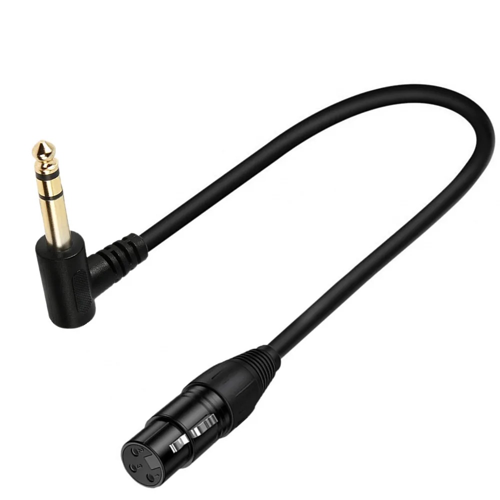 Câble XLR jack 6,35 mm coudé de 50 cm, fiche XLR mâle Câble XLR jack 6,35 mm coudé de 50 cm, fiche XLR mâle, vue de trois quarts