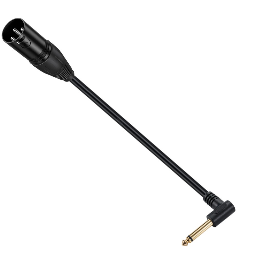 Câble XLR jack 6,35 mm coudé de 50 cm, fiche XLR mâle Câble XLR jack 6,35 mm coudé de 50 cm, fiche XLR mâle, vue de face