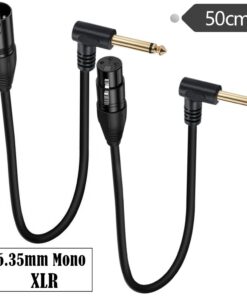 Câble XLR jack 6,35 mm coudé de 50 cm, fiche XLR mâle, vue de profil