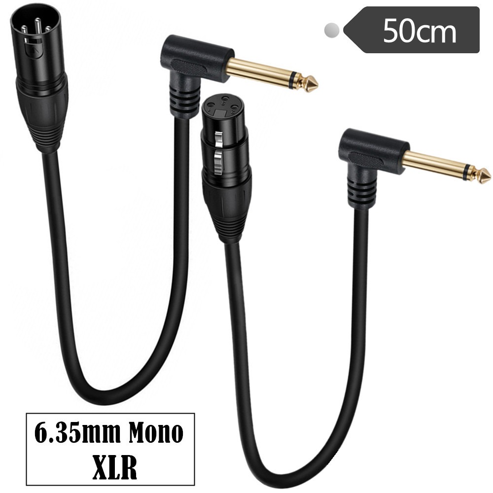Câble XLR jack 6,35 mm coudé de 50 cm, fiche XLR mâle Câble XLR jack 6,35 mm coudé de 50 cm, fiche XLR mâle, vue de profil