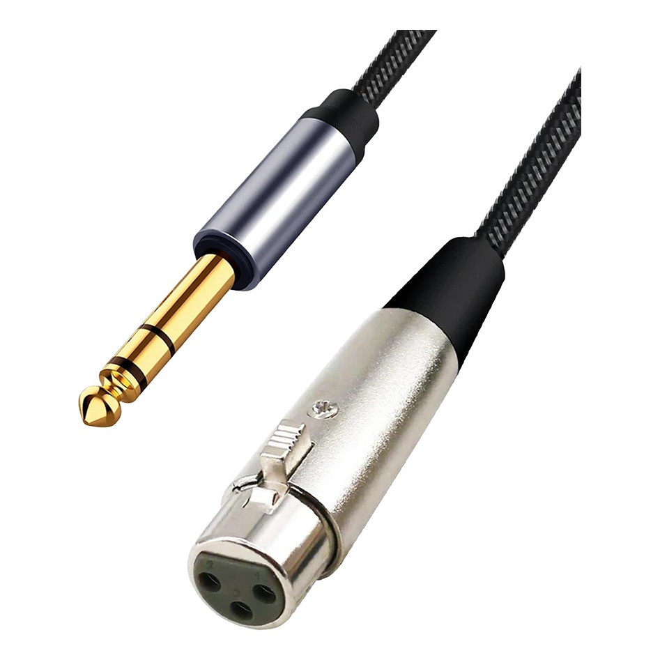 Câble XLR jack 6,35 mm stéréo tressé, fiche XLR femelle ou mâle Câble XLR jack 6,35 mm stéréo tressé, fiche XLR femelle ou mâle, vue principale