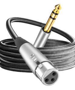 Câble XLR jack 6,35 mm stéréo tressé, fiche XLR femelle ou mâle, vue de trois quarts