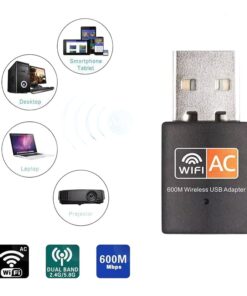 Clé WIFI double bande 2,4 et 5 GHz, adaptateur USB 600 Mbit/s, vue de face