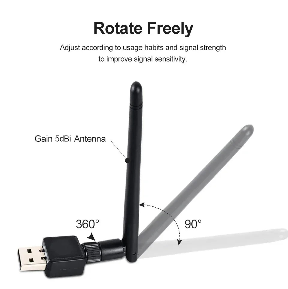 Clé WIFI USB 150 Mbps en 2,4 GHz, antenne 5 dBi ou format intégré Clé WIFI USB 150 Mbps en 2,4 GHz, antenne 5 dBi ou format intégré, vue principale