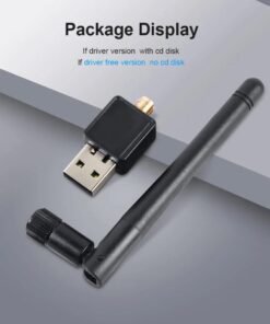 Clé WIFI USB 150 Mbps en 2,4 GHz, antenne 5 dBi ou format intégré, vue de trois quarts