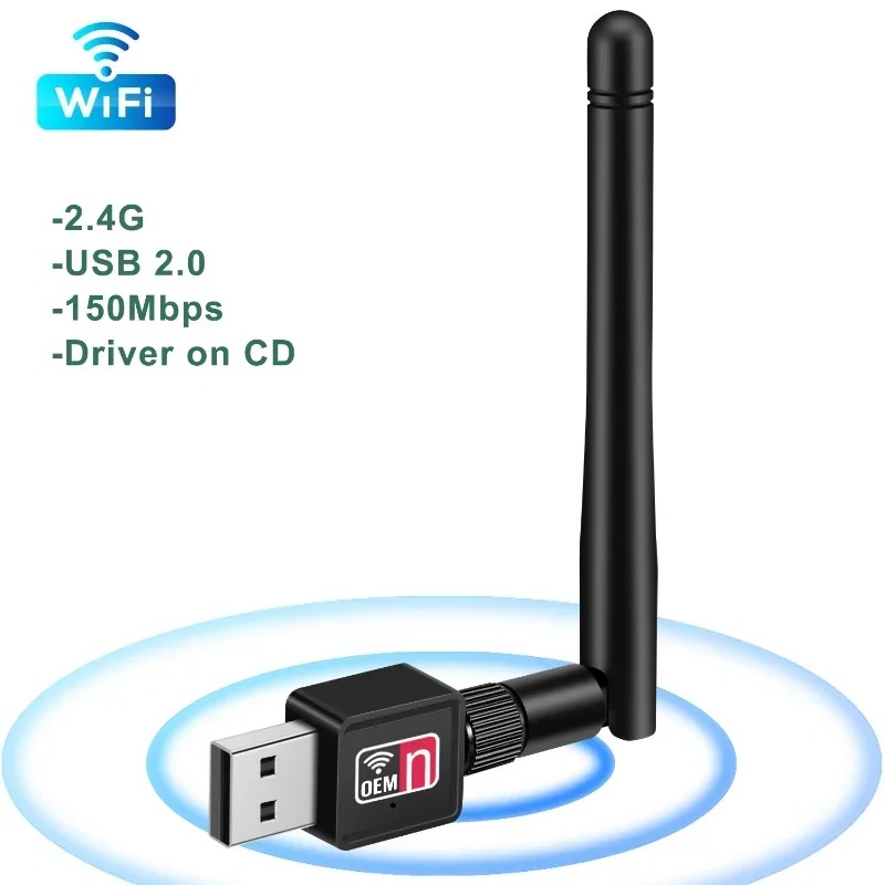 Clé WIFI USB 150 Mbps en 2,4 GHz, antenne 5 dBi ou format intégré Clé WIFI USB 150 Mbps en 2,4 GHz, antenne 5 dBi ou format intégré, vue de face