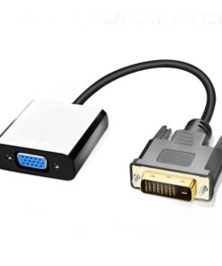 Convertisseur DVI VGA actif pour sortie DVI-D 24+1, 1080p, avec câble, vue de trois quarts