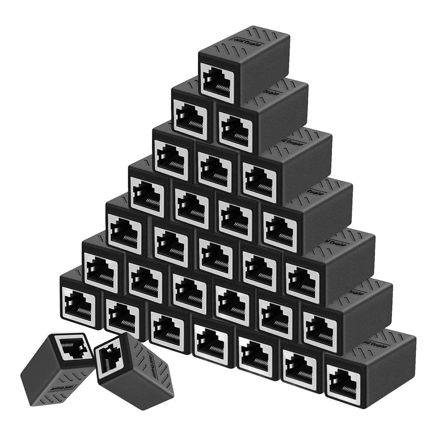Coupleur RJ45 femelle femelle noir monobloc, câbles Cat5e à Cat7 Coupleur RJ45 femelle femelle noir monobloc, câbles Cat5e à Cat7, vue principale