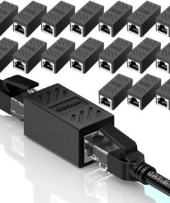 Coupleur RJ45 femelle femelle noir monobloc, câbles Cat5e à Cat7, detail