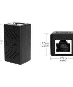 Coupleur RJ45 femelle femelle noir monobloc, câbles Cat5e à Cat7, vue arriere