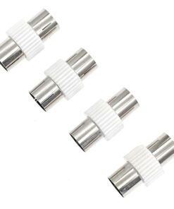 Raccord antenne TV coaxial, femelle femelle ou mâle mâle, lot de deux, vue de trois quarts