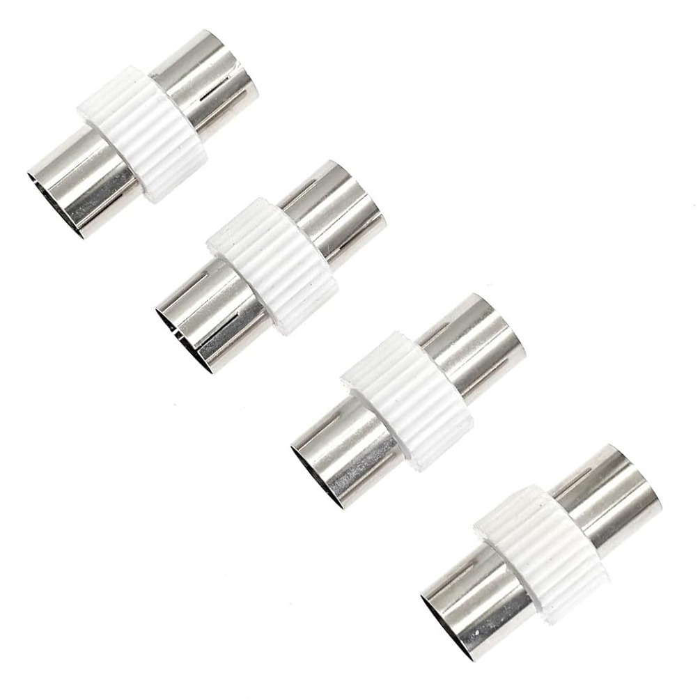 Raccord antenne TV coaxial, femelle femelle ou mâle mâle, lot de deux Raccord antenne TV coaxial, femelle femelle ou mâle mâle, lot de deux, vue de trois quarts