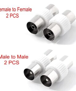 Raccord antenne TV coaxial, femelle femelle ou mâle mâle, lot de deux, detail