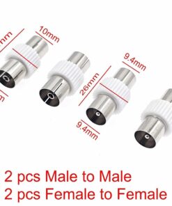 Raccord antenne TV coaxial, femelle femelle ou mâle mâle, lot de deux, vue arriere
