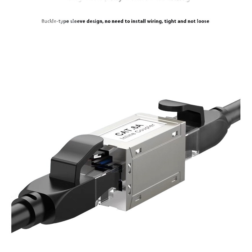 Raccord RJ45 blindé en métal, coupleur Cat6, Cat6A ou Cat7 femelle Raccord RJ45 blindé en métal, coupleur Cat6, Cat6A ou Cat7 femelle, vue de trois quarts