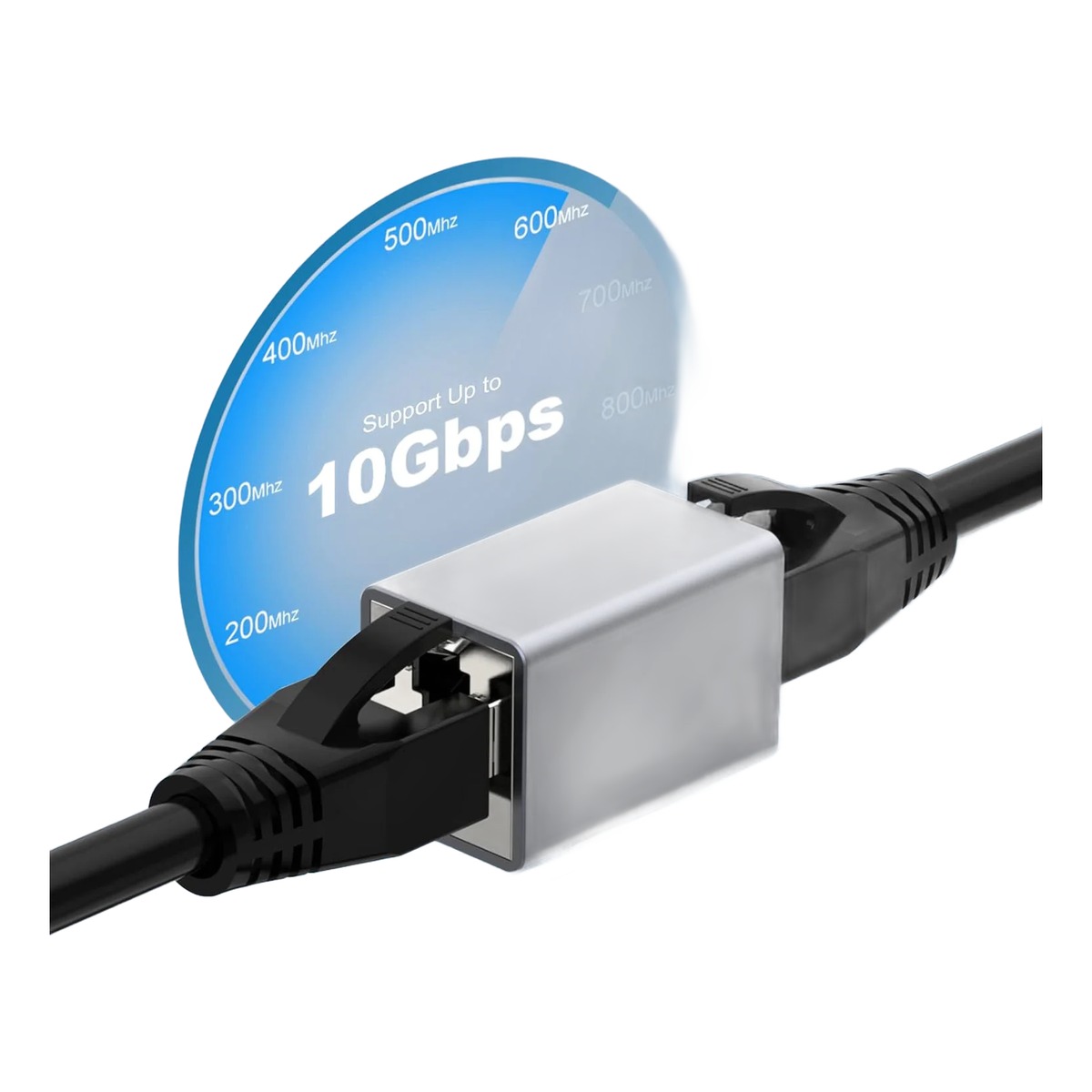 Raccord RJ45 blindé en métal, coupleur Cat6, Cat6A ou Cat7 femelle Raccord RJ45 blindé en métal, coupleur Cat6, Cat6A ou Cat7 femelle, vue de profil